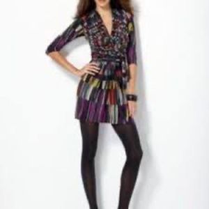 BCBGMaxAzria Multicolored Striped Surplice Wrap Dress